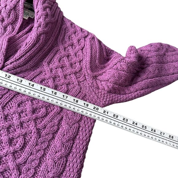 Aran Crafts Cardigan Sweater Women’s Small Pink Merino Wool V-Neck Button New - Picture 7 of 9